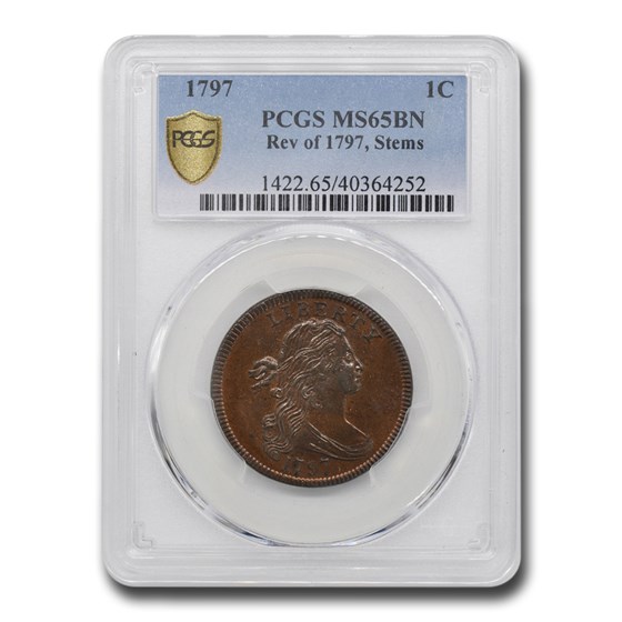 1797 Draped Bust Large Cent MS-65 PCGS (Brown, Rev of 1797 Stems) 1797 Draped Bust Large Cent MS-65 PCGS (Brown, Rev of 1797 Stems)